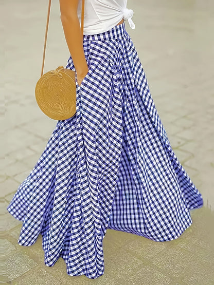 Women's Midi Pencil Skirt - High-Waist Plaid detail view