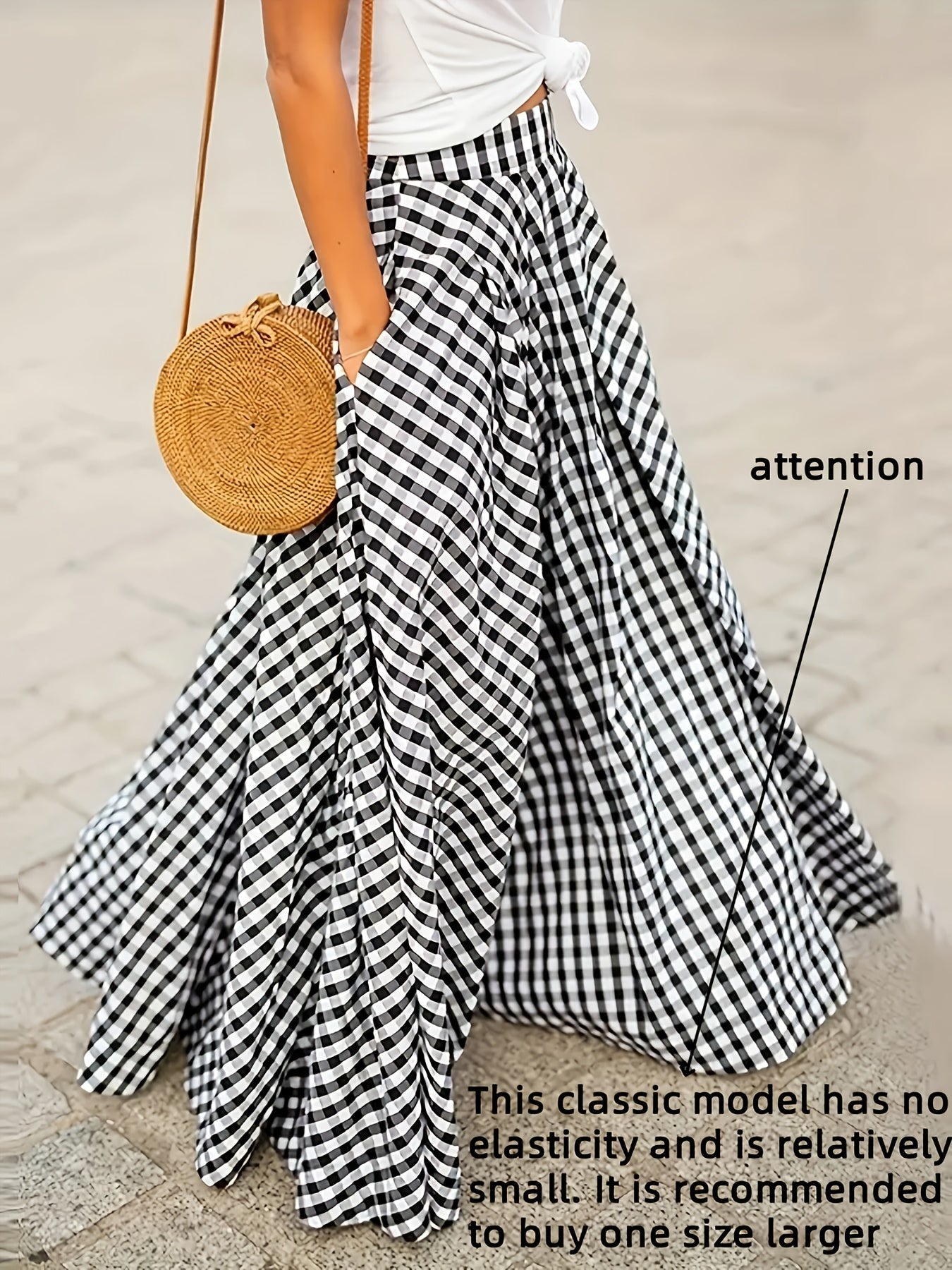 Women's Midi Pencil Skirt - High-Waist Plaid detail view