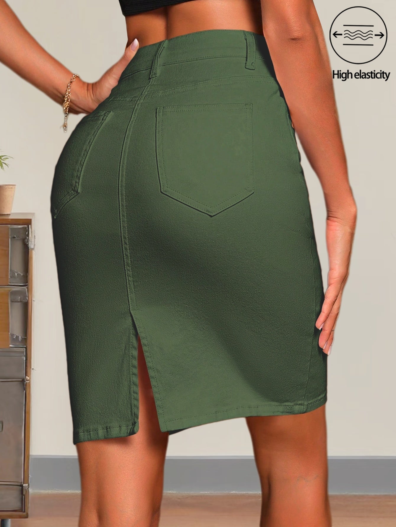 Women's Mini Denim Skirt - High-Waist Button Front detail view