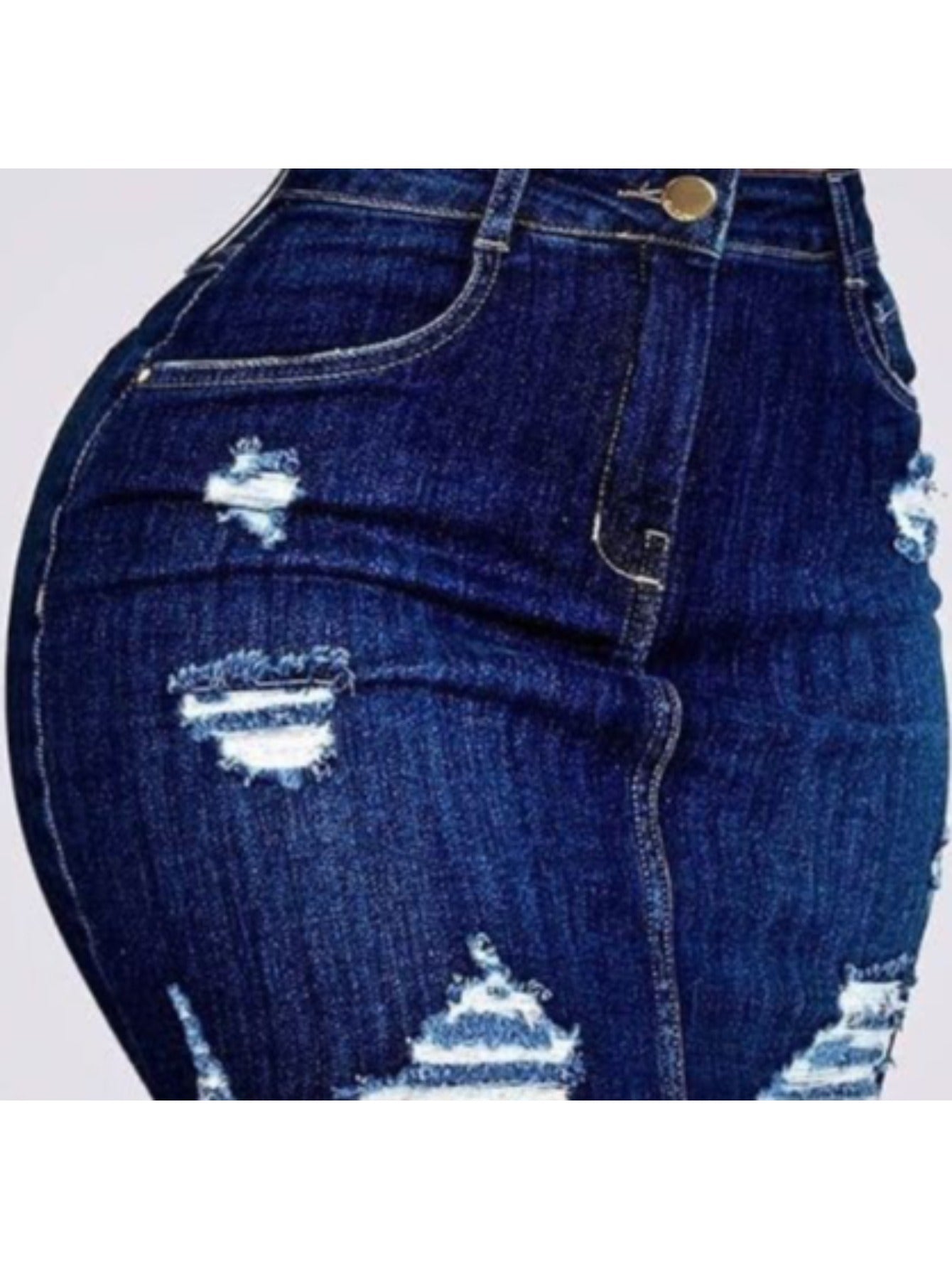 Women's Mini Denim Skirt - High-Waist Solid Color Dark Blue detail view