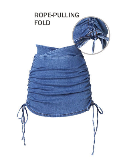 Women's Mini Denim Skirt - Mid-Rise detail view