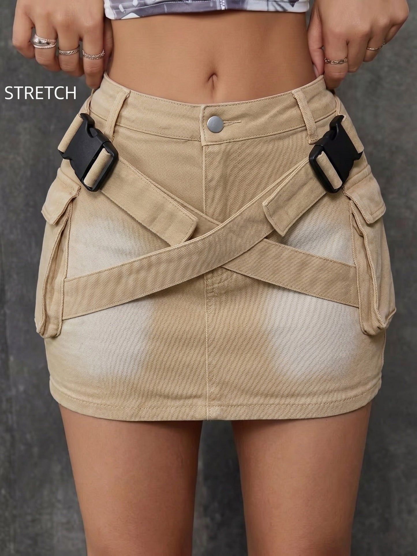 Women's Mini Denim Skirt - Mid-Rise Solid Color – Pink option – view 2