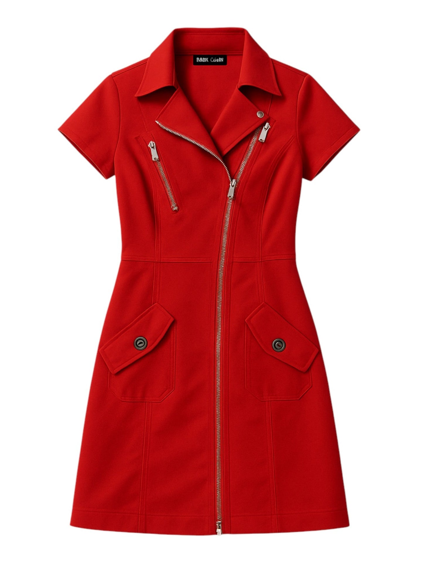 Women's Mini Shirt Dress – Short Sleeve detail view
