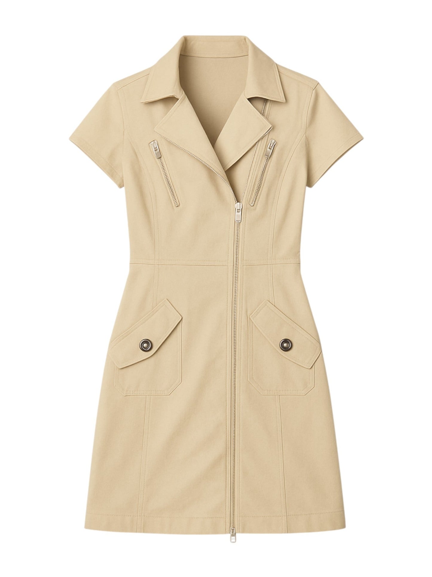 Women's Mini Shirt Dress – Short Sleeve detail view