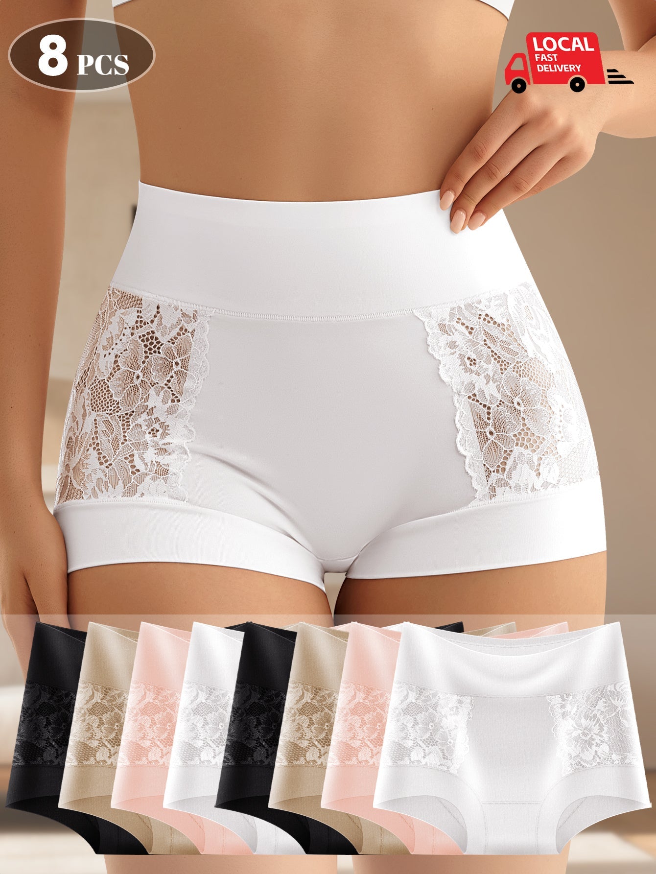 Women's Mixed colors Lace High-Waist Pants – view 7