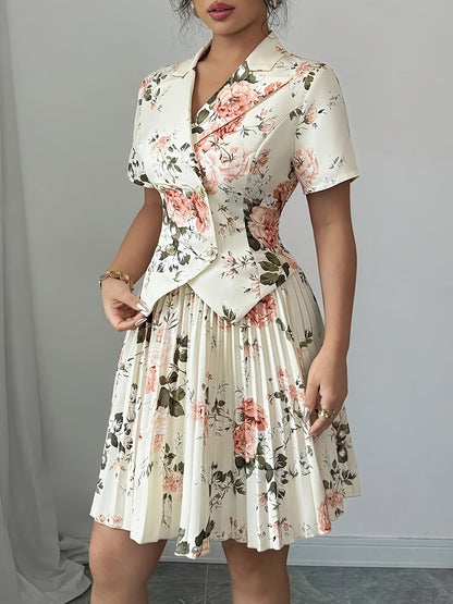 Women's Multicolor Floral Casual Dress - Pleated – main product image