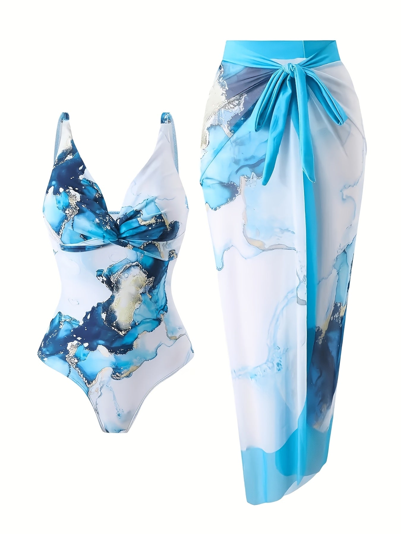 Women's Multicolor Vacation Swimsuit - Textured Beach and Hot Spring Style – view 5
