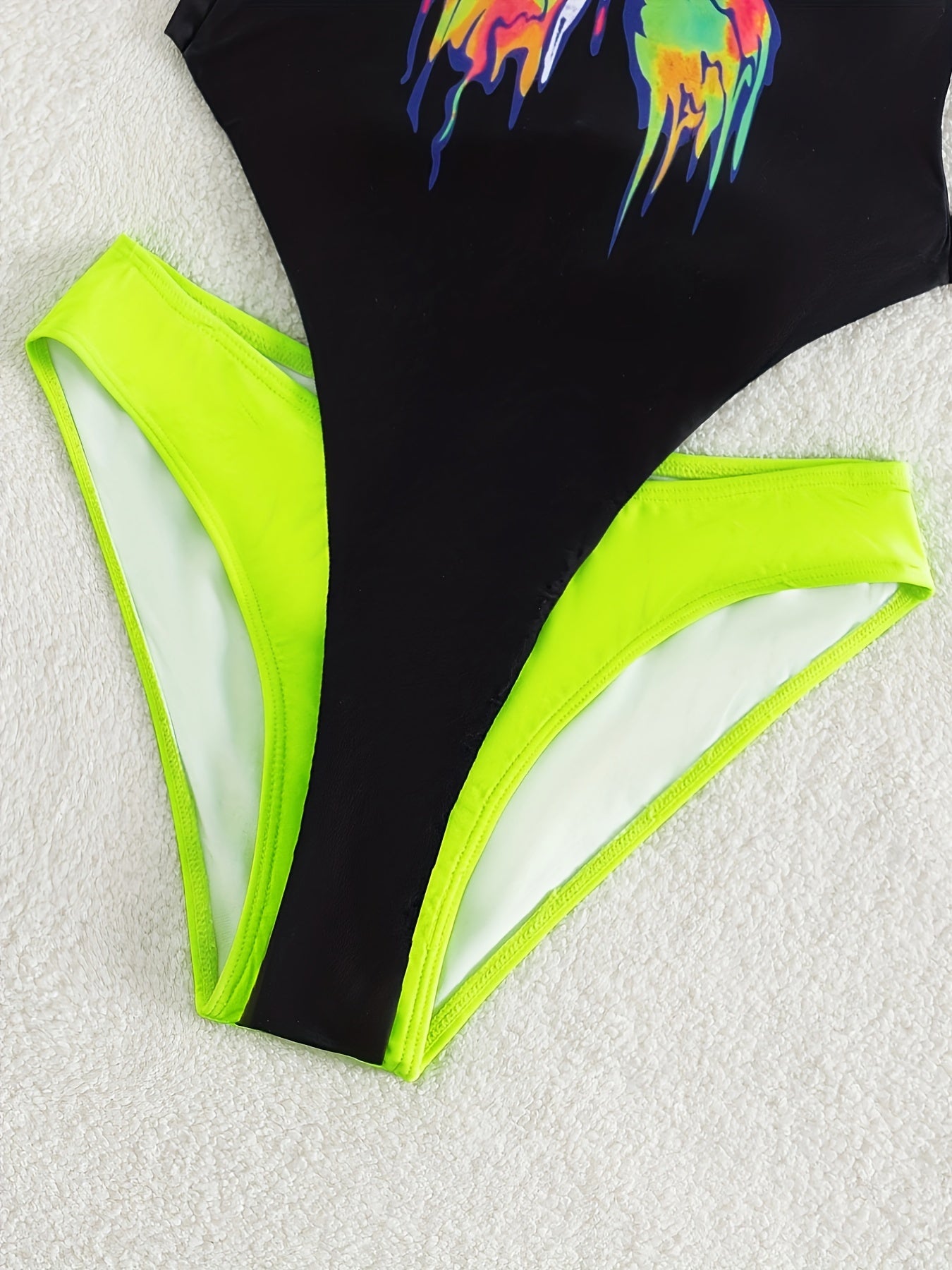 Women's One-Piece Swimsuit - Butterfly Print Halter Neck detail view