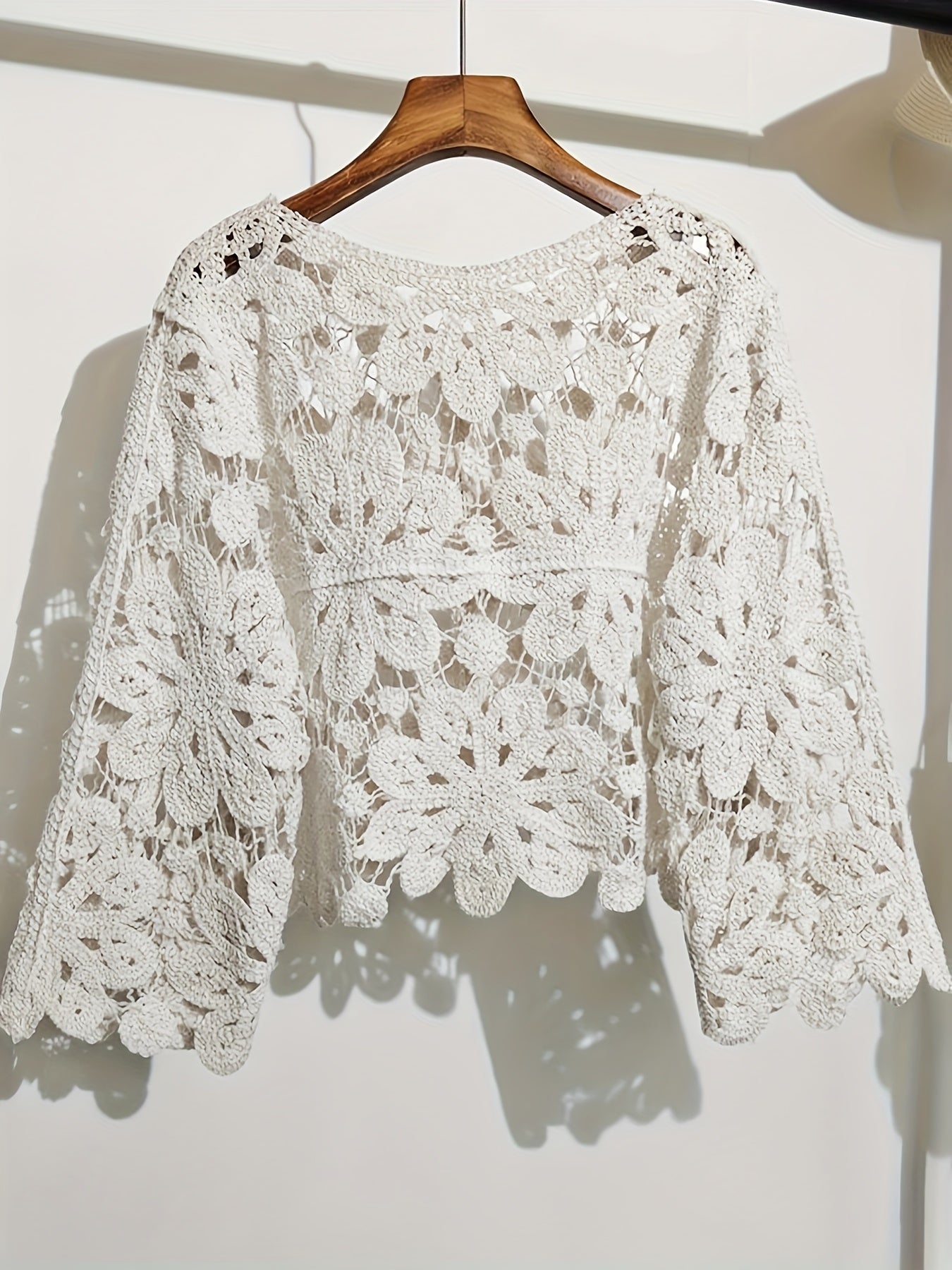 Women's Openwork Denim Open-Front Cardigan – Sizes One-size – main product image