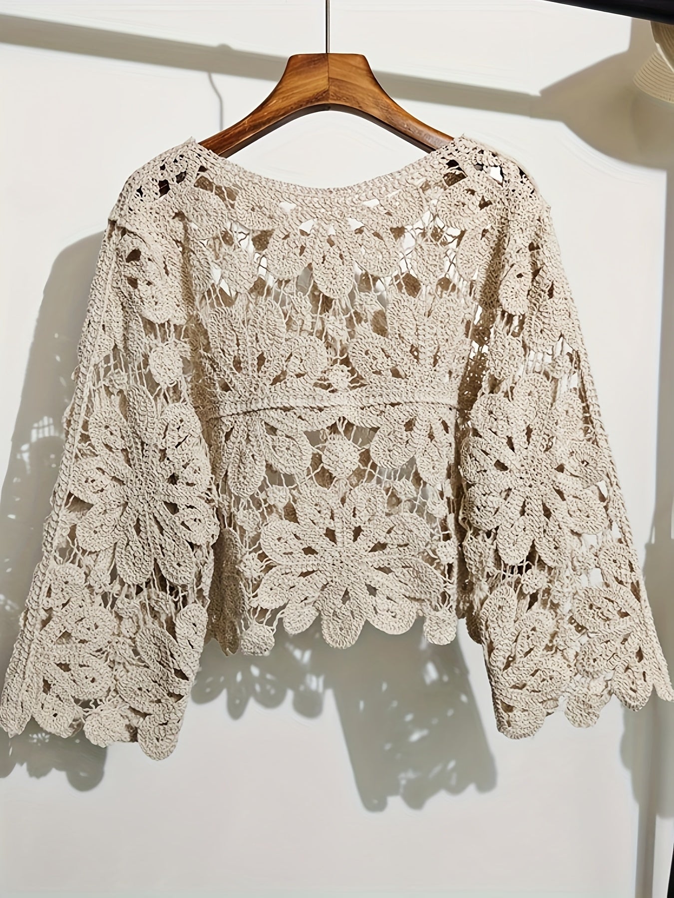 Women's Openwork Denim Open-Front Cardigan – Sizes One-size detail view