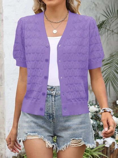 Women's Openwork Denim Open-Front Cardigan – Sizes S–XXL – Black option – view 9