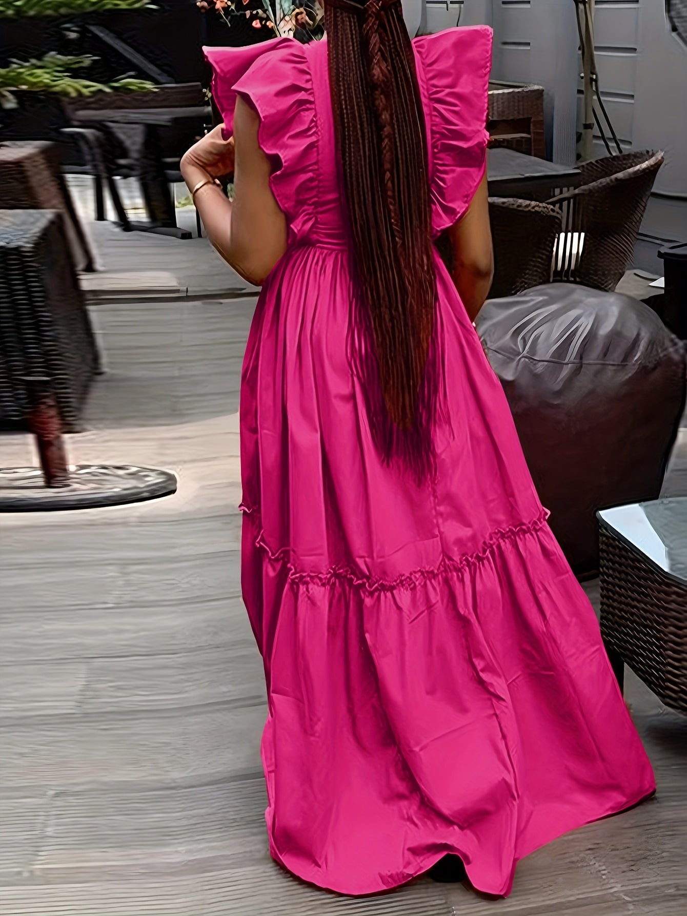 Women's Orange Red Solid Casual Dress detail view
