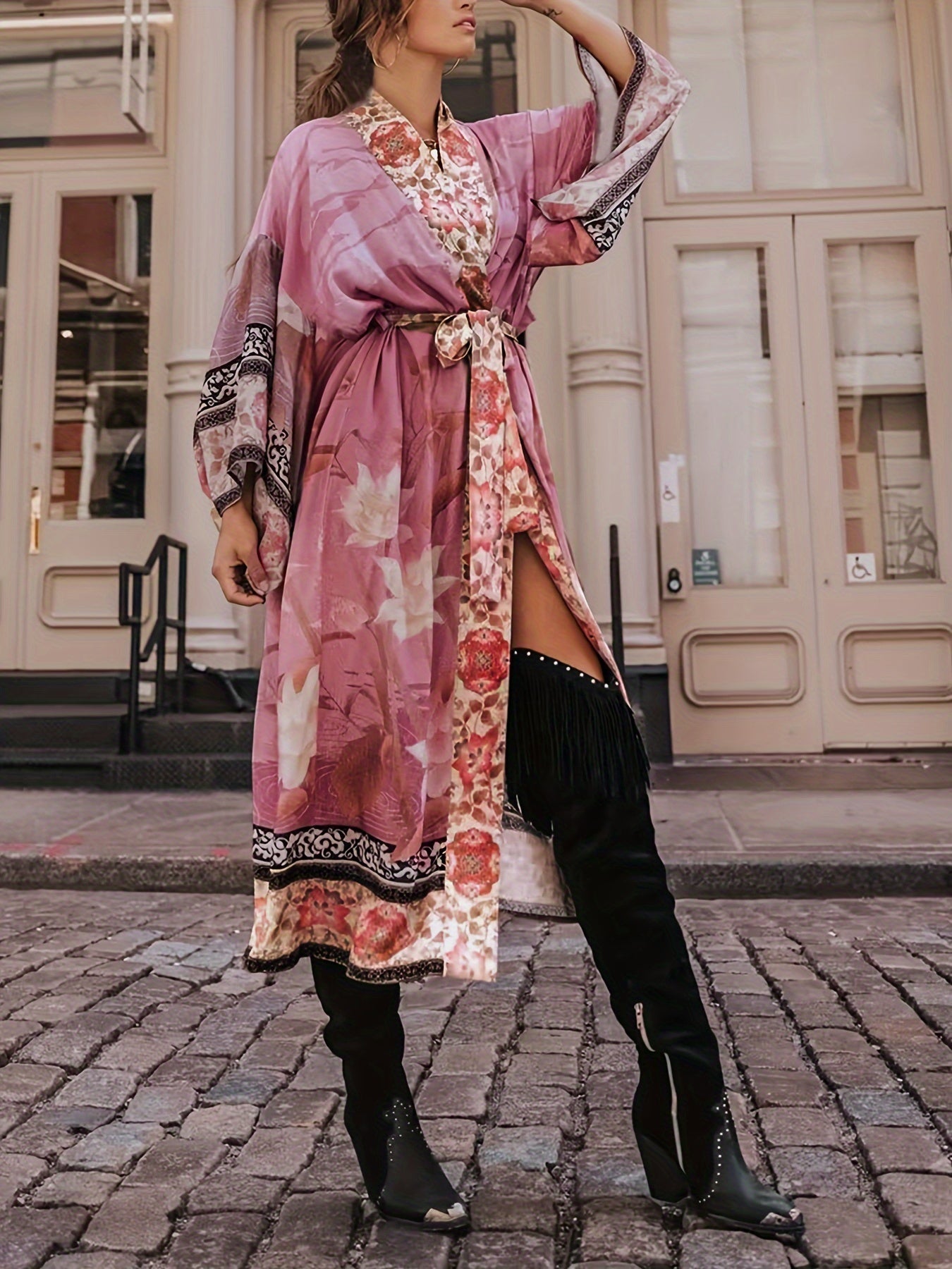 Women's Oversized Floral Pullover Cardigan – view 8