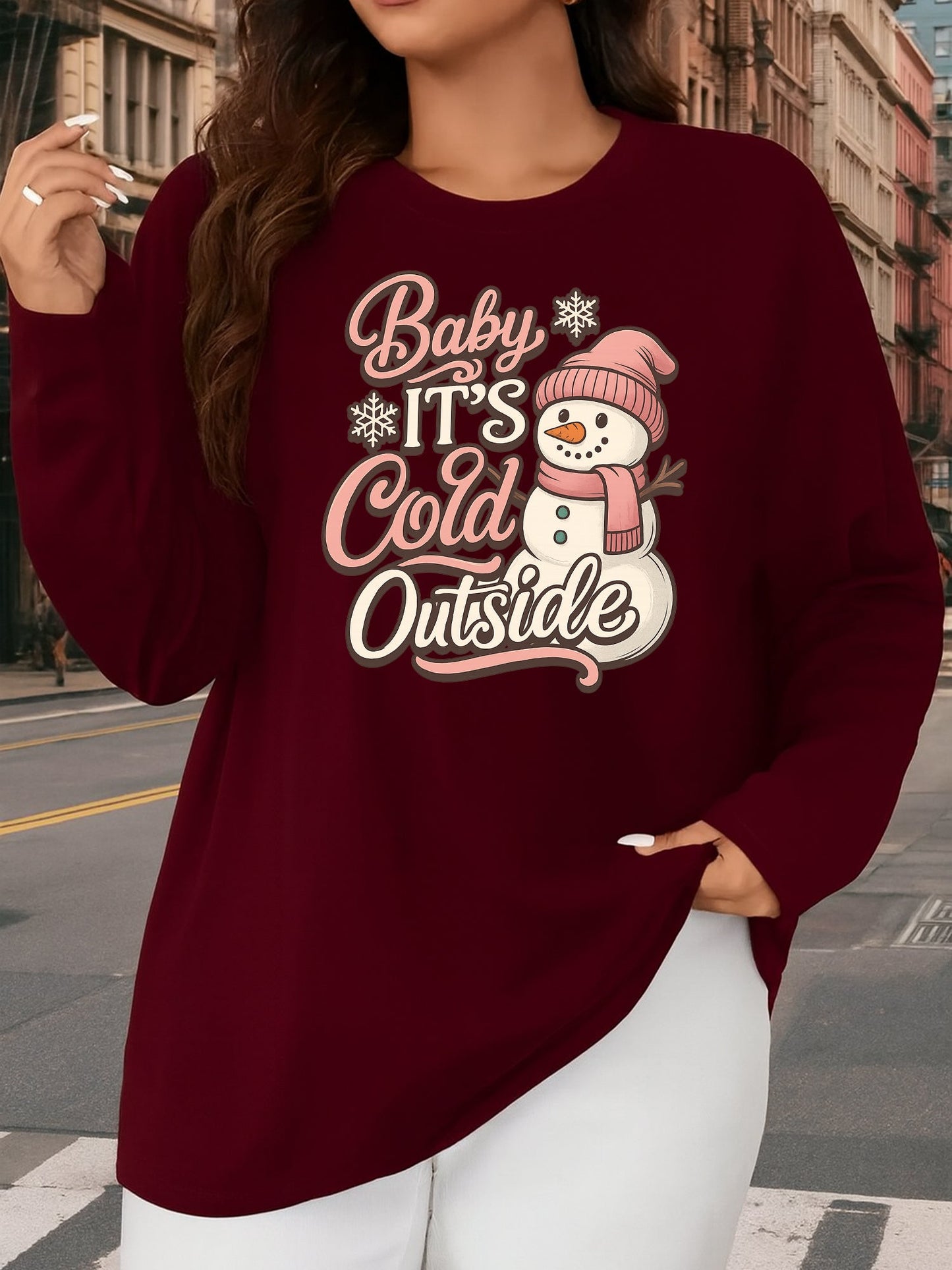 Women's Oversized T-Shirt - Round Neck Long Sleeve – main product image