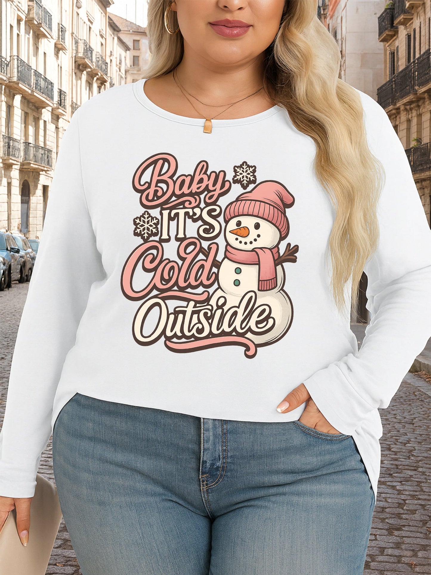 Women's Oversized T-Shirt - Round Neck Long Sleeve – view 2
