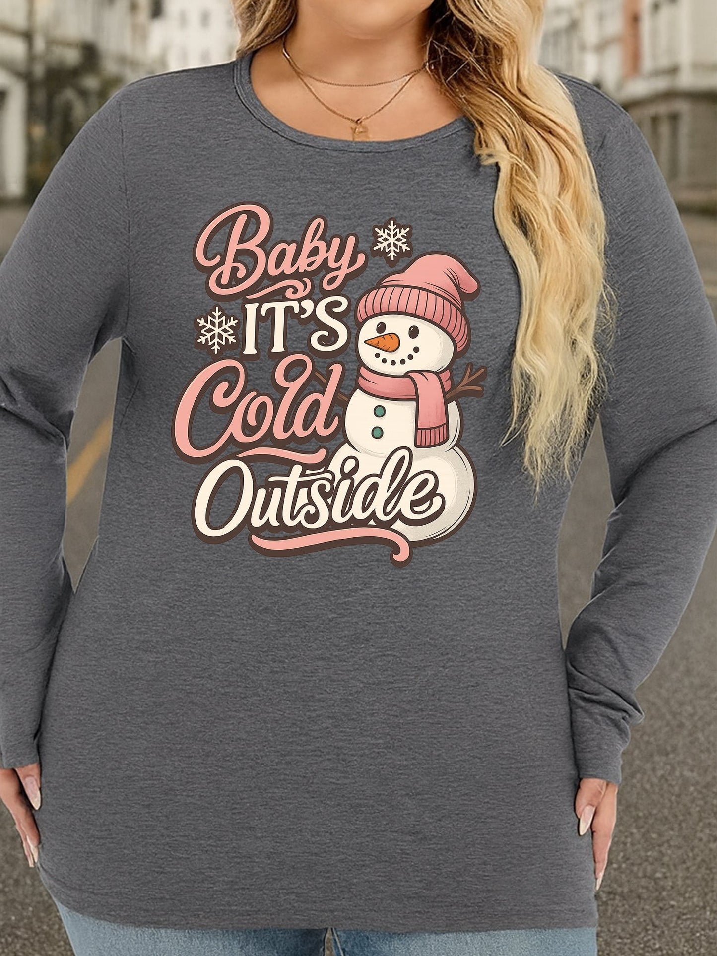 Women's Oversized T-Shirt - Round Neck Long Sleeve – view 3