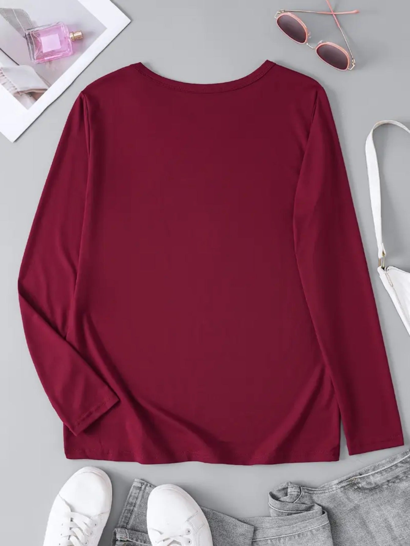 Women's Oversized T-Shirt - Round Neck Long Sleeve – view 10