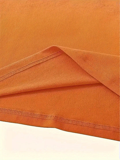 Women's Oversized T-Shirt - Round Neck Short Sleeve – Orange / White detail view