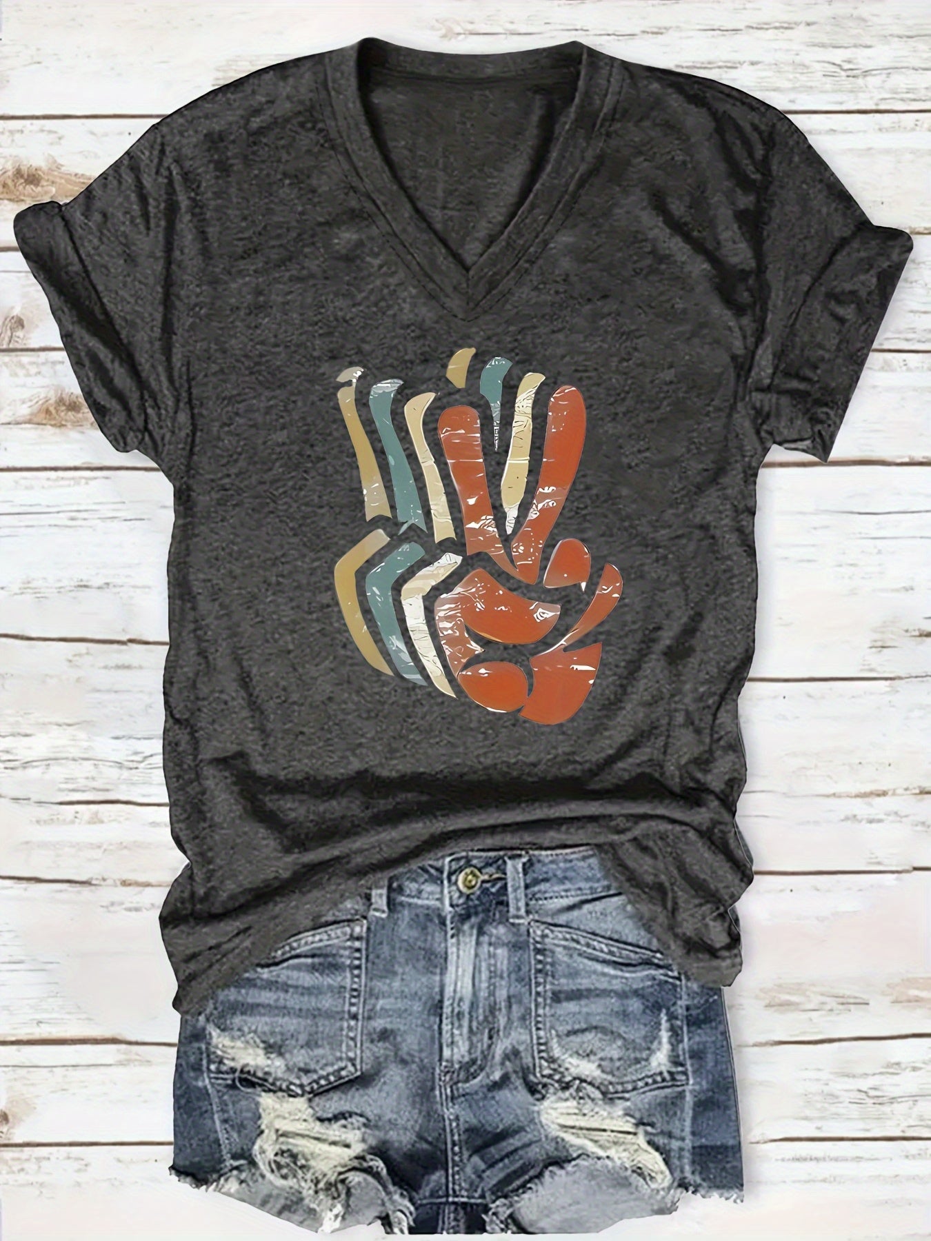 Women's Oversized T-Shirt - V-Neck Short Sleeve – view 8