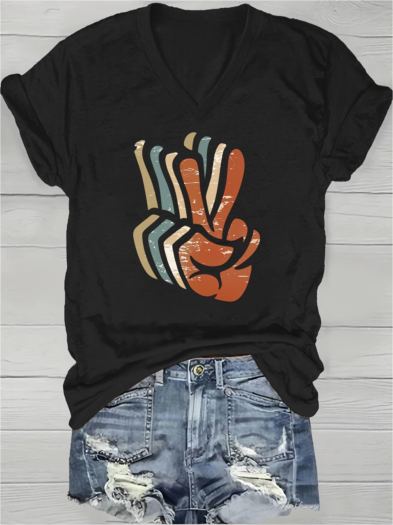 Women's Oversized T-Shirt - V-Neck Short Sleeve – view 10
