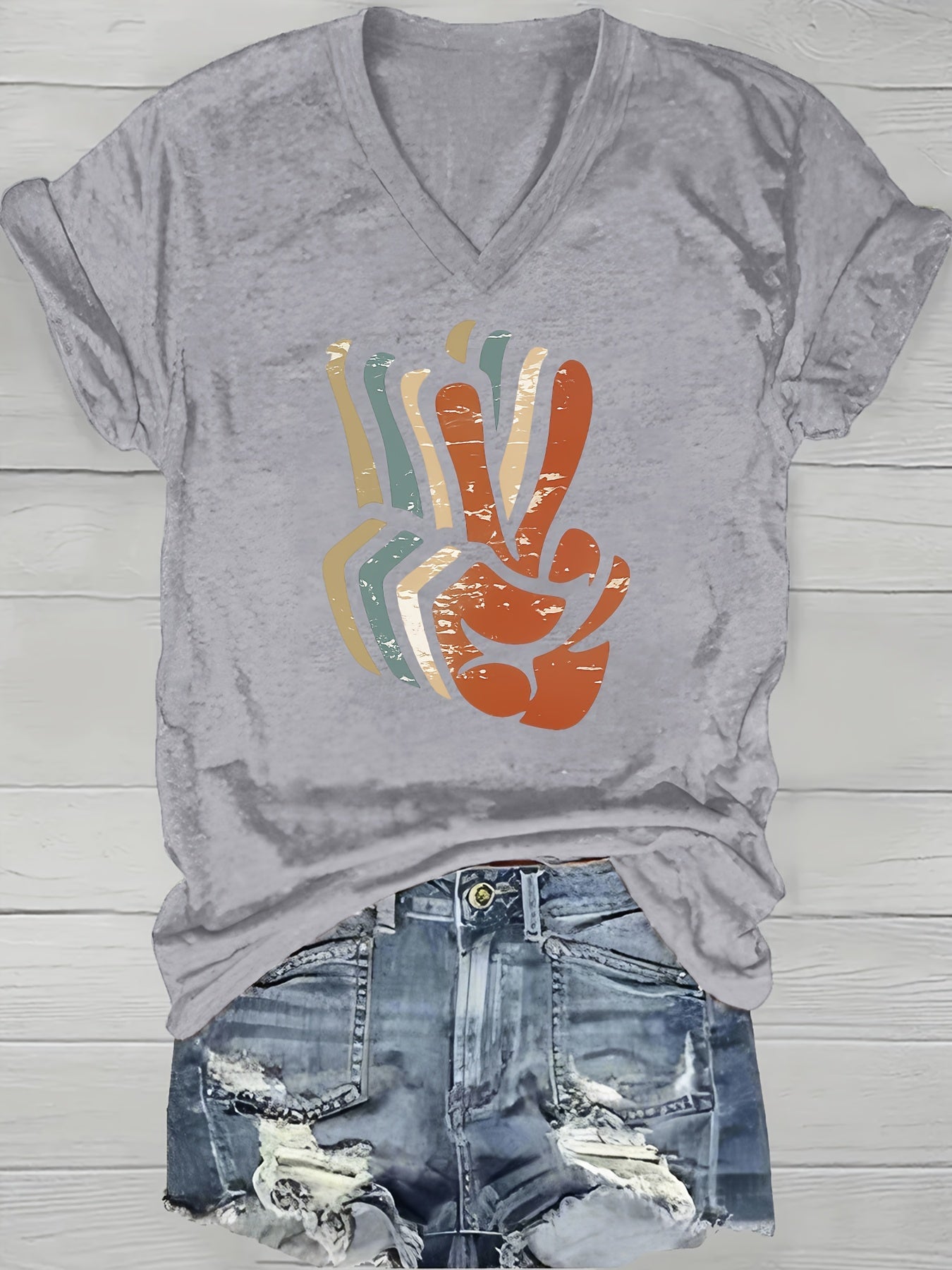 Women's Oversized T-Shirt - V-Neck Short Sleeve – view 12
