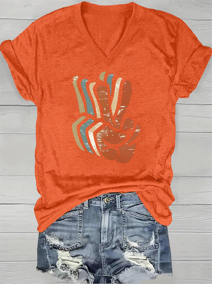 Women's Oversized T-Shirt - V-Neck Short Sleeve – Gray option – view 3