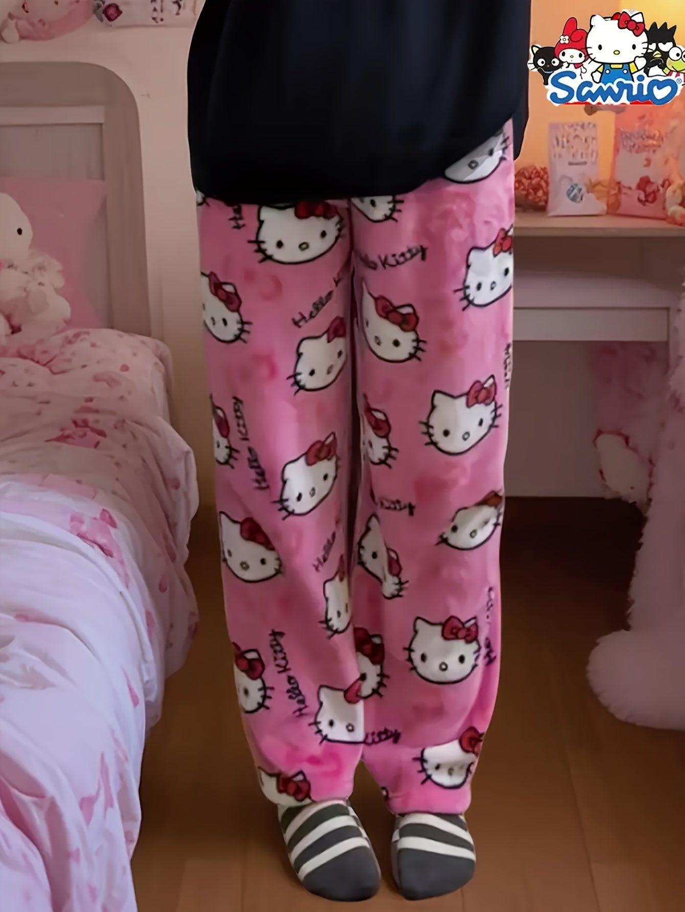 Women's Pajama Pants - Everyday Comfort – Pink White – view 7