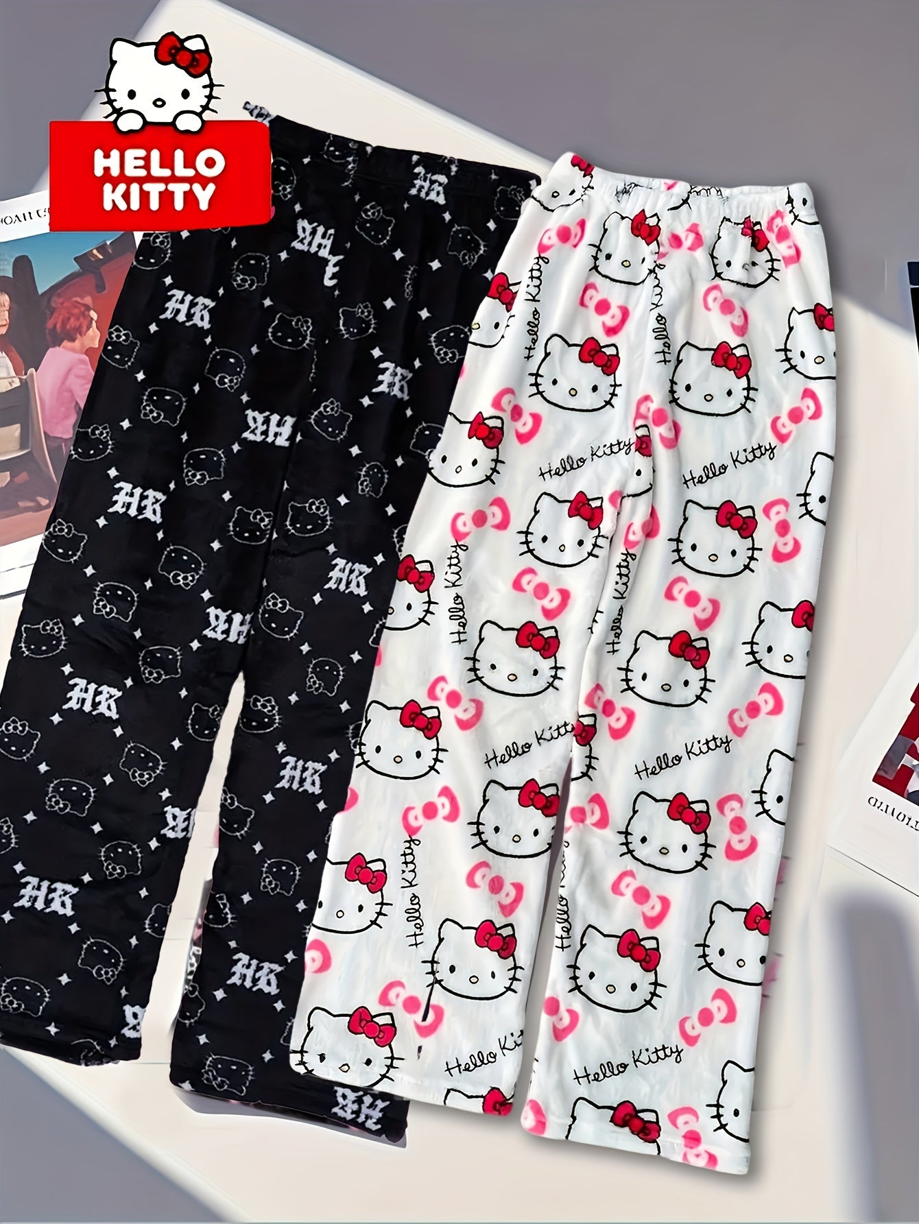Women's Pajama Pants - Everyday Comfort – Pink White – view 10