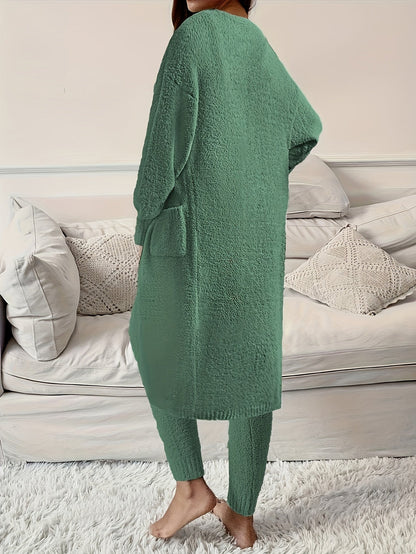 Women's Pajama Set - 3-Piece Solid Color Comfort, Khaki – view 5