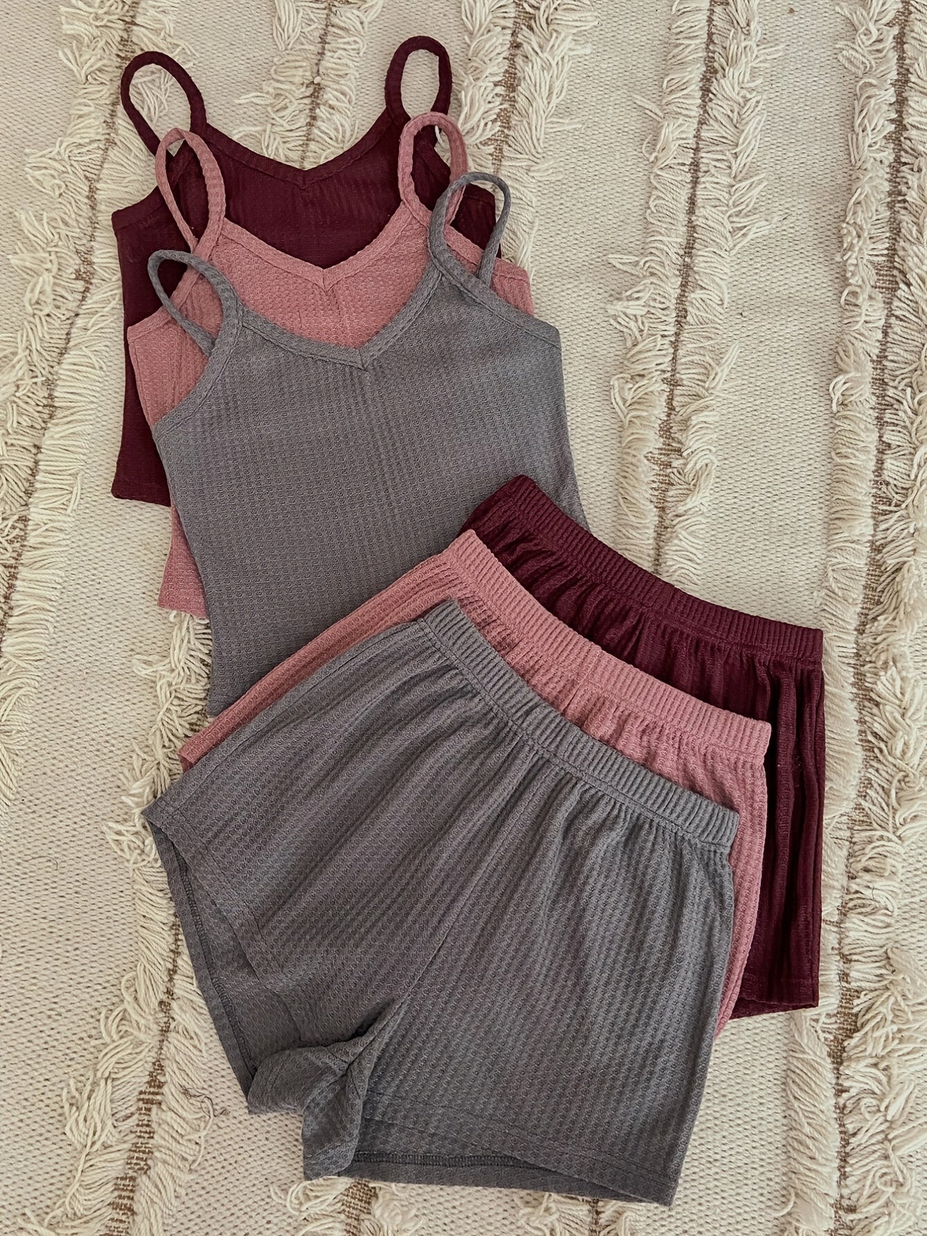 Women's Pajama Set - 6-Piece Solid Color Comfort – view 3
