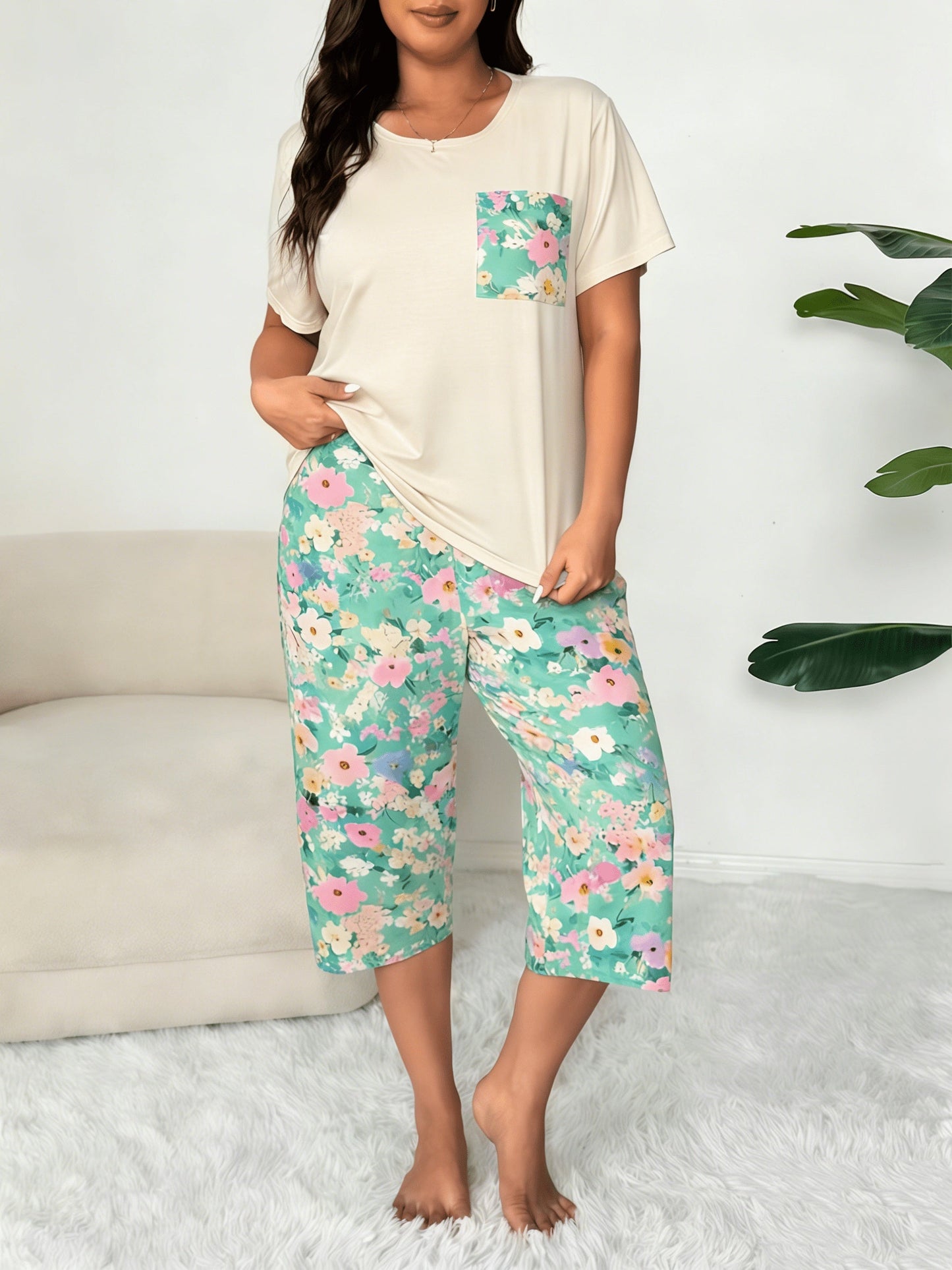 Women's Pajama Set - Butterfly Print – Graphic Design 61989 detail view