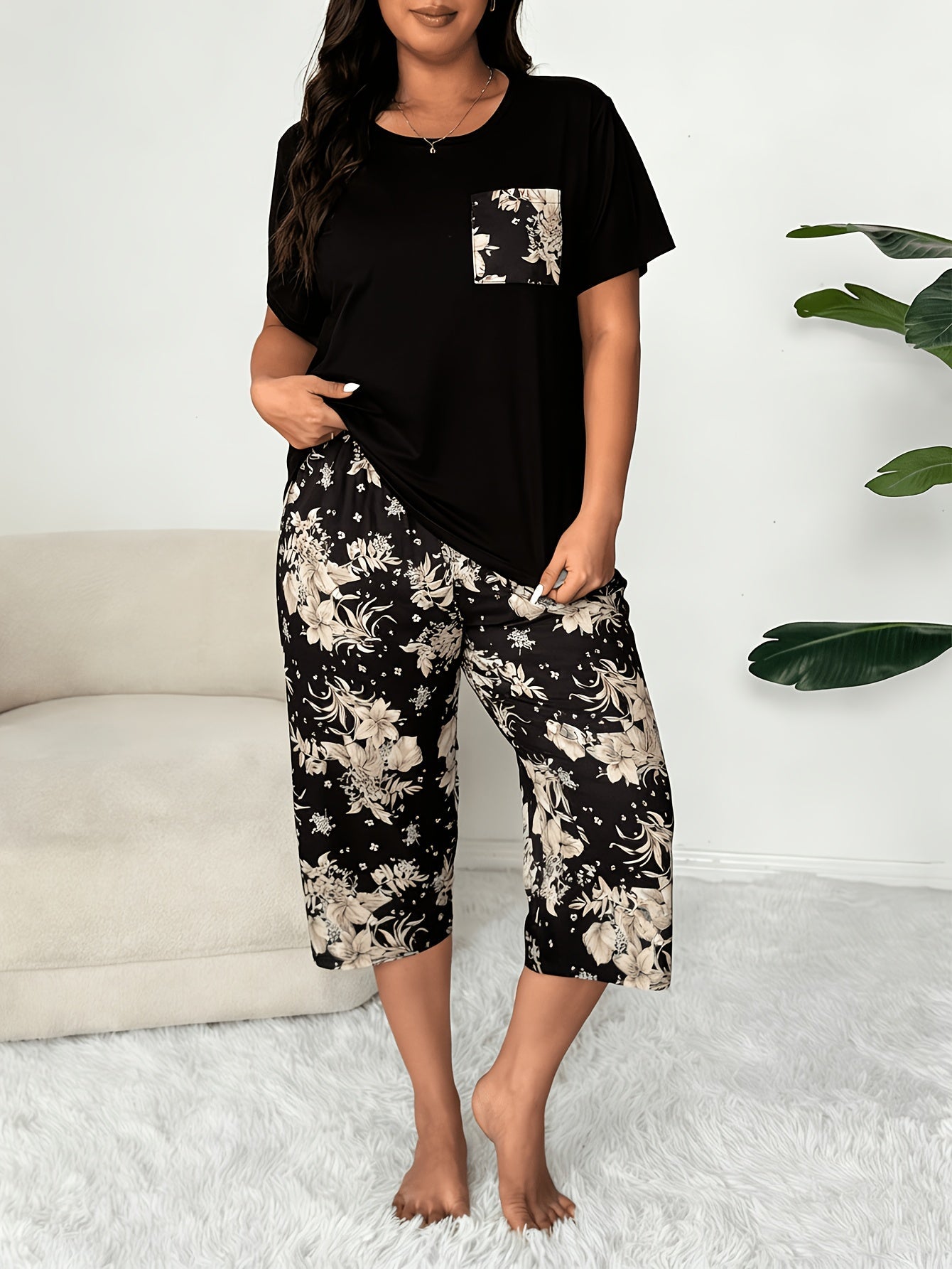Women's Pajama Set - Butterfly Print – Graphic Design 61989 detail view