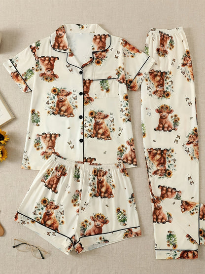 Women's Pajama Set - Floral Print – Blue – view 7