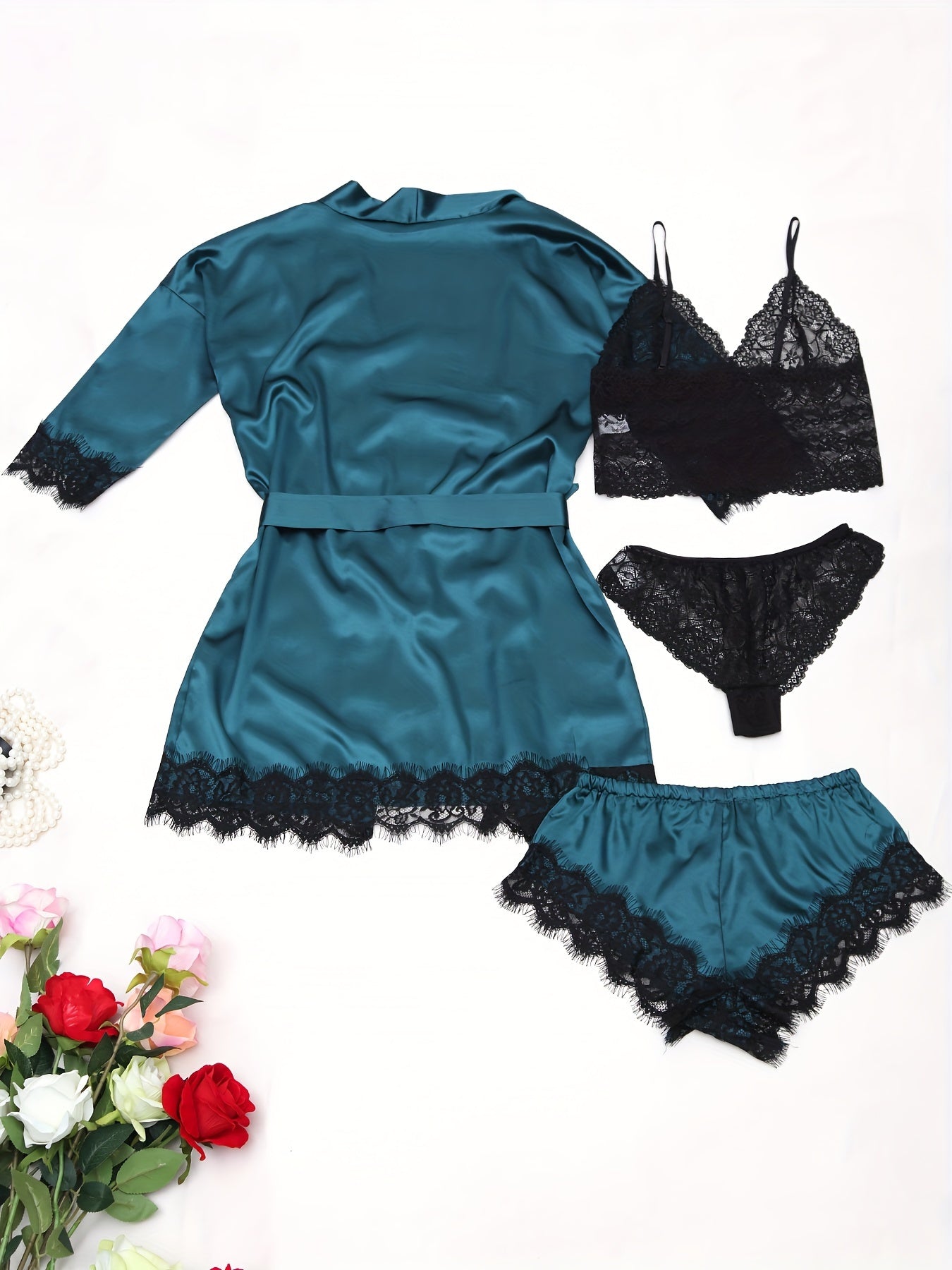 Women's Pajama Set - Lace detail view