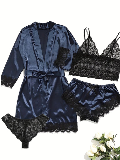 Women's Pajama Set - Lace detail view