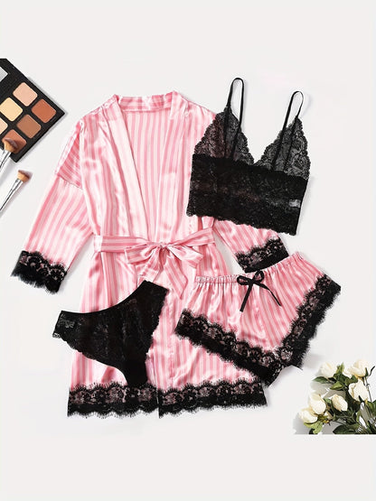Women's Pajama Set - Lace detail view