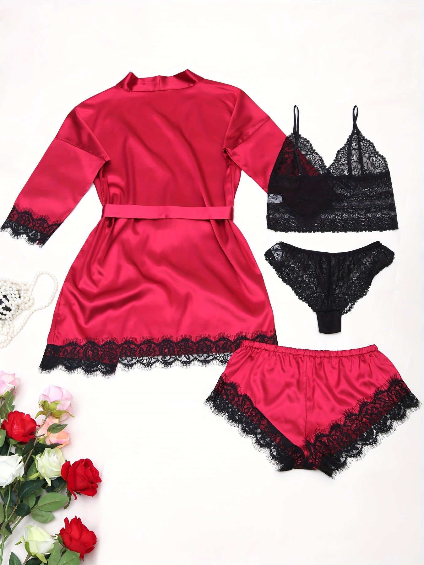 Women's Pajama Set - Lace detail view