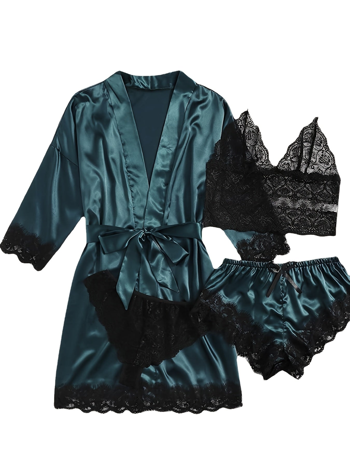 Women's Pajama Set - Lace – Green option – view 2