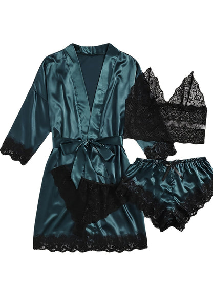 Women's Pajama Set - Lace – Green option – view 2
