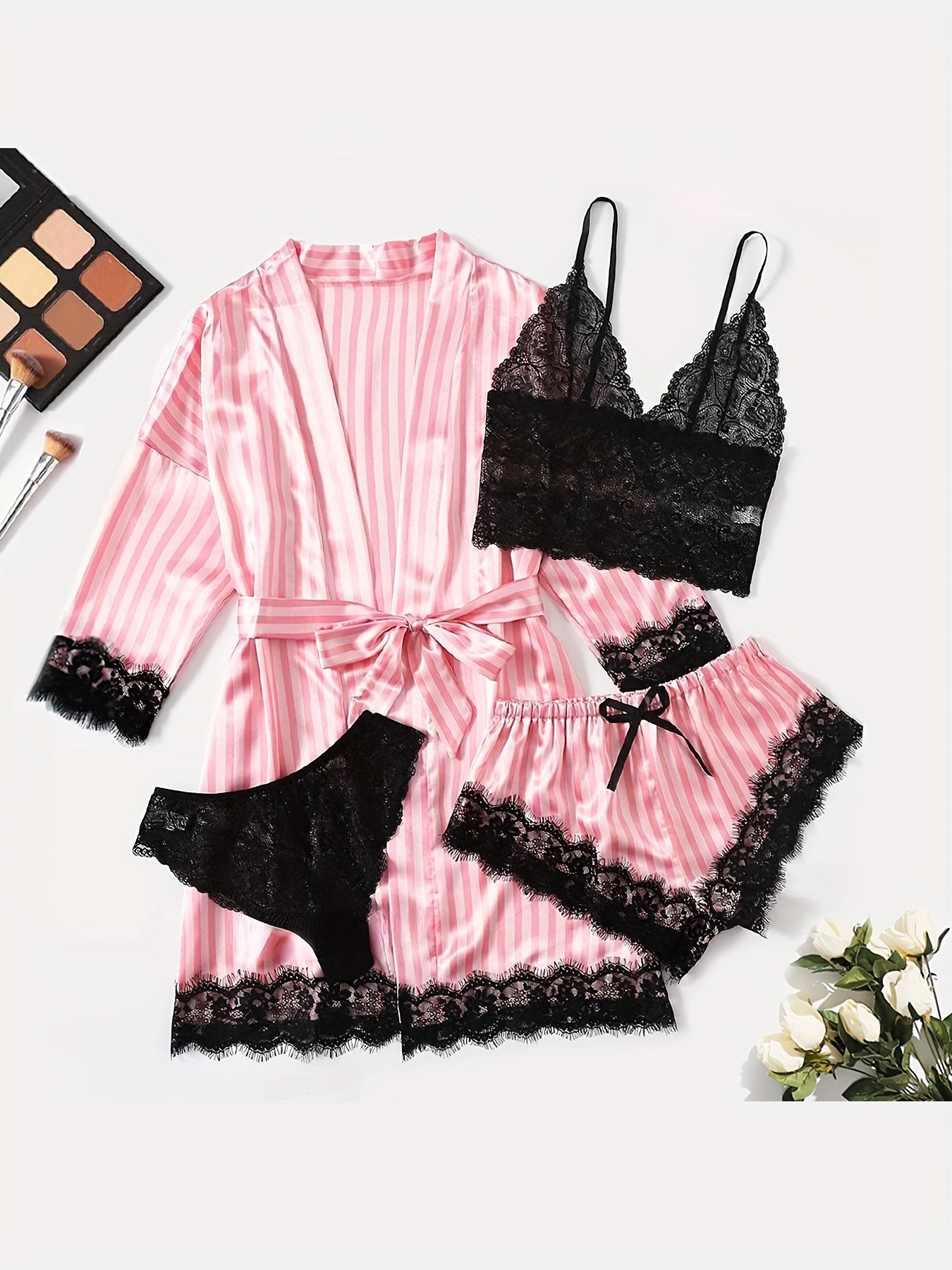 Women's Pajama Set - Lace – Green option – view 3