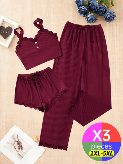 Women's Pajama Set - Lace Detail – Sizes 1XL–5XL – view 3