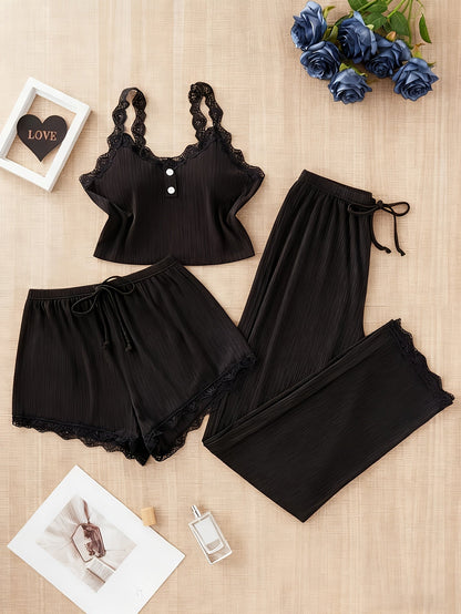 Women's Pajama Set - Lace Detail – Sizes 1XL–5XL detail view