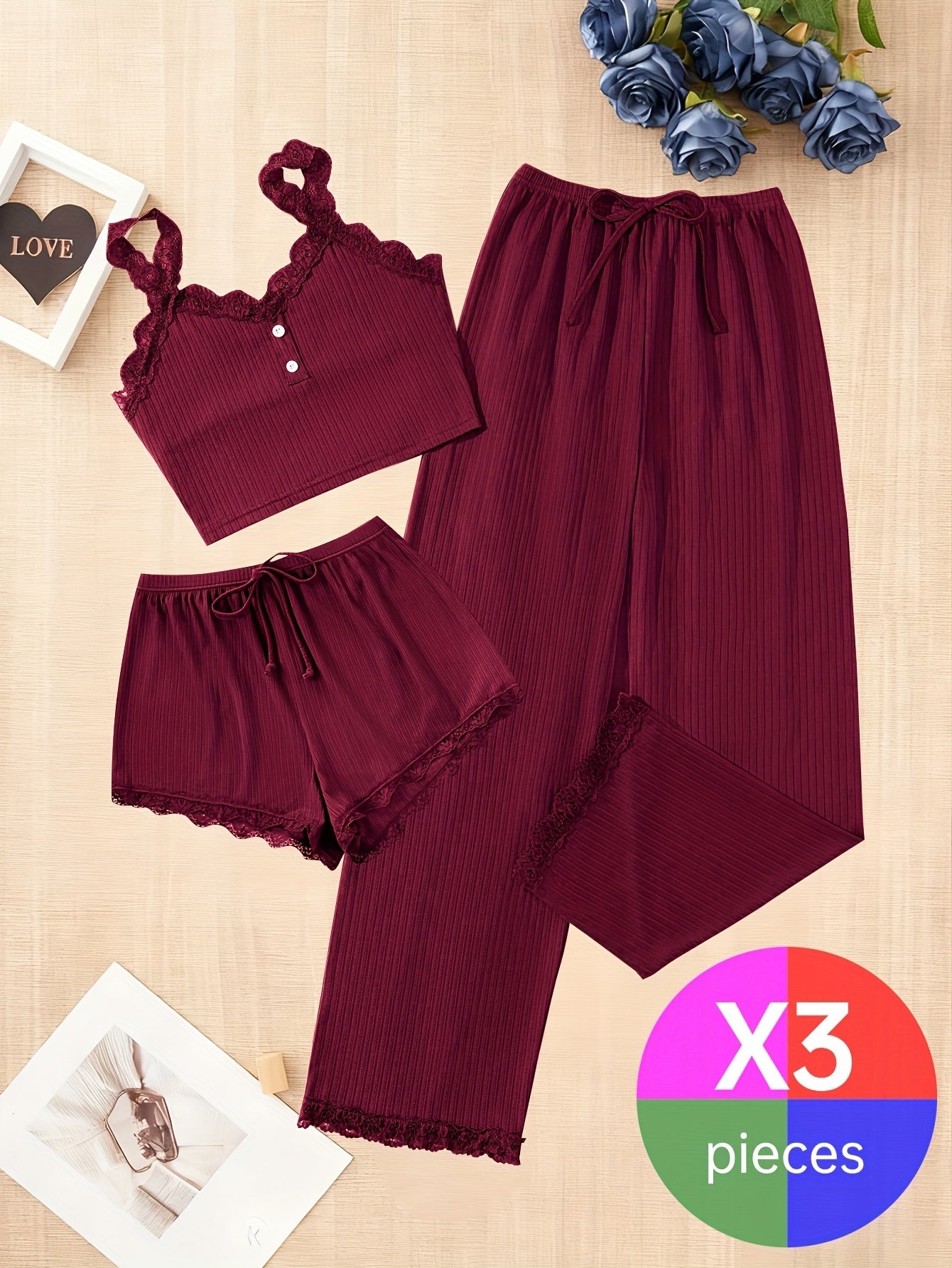 Women's Pajama Set - Lace Detail – Sizes S–XL – view 2