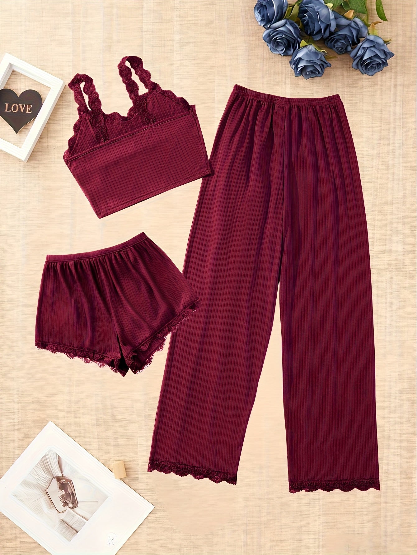 Women's Pajama Set - Lace Detail – Sizes S–XL – view 3