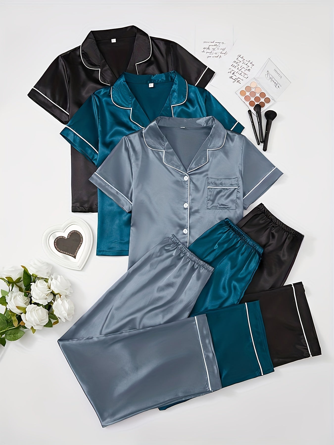 Women's Pajama Set - Lace Detail – Sizes S–XXL – Black option – main product image