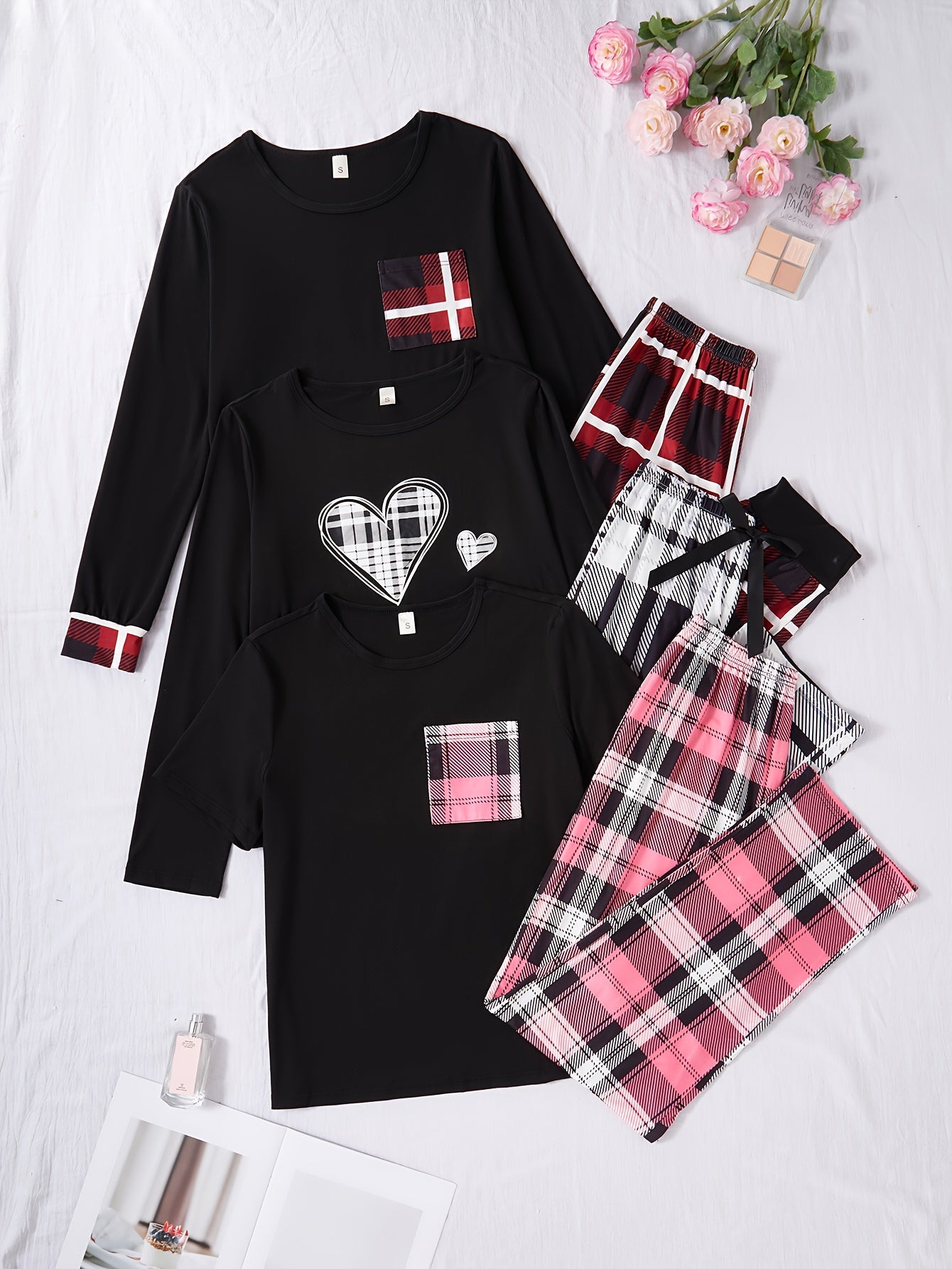 Women's Pajama Set - Long Sleeve – Mixed colors Printed – view 3