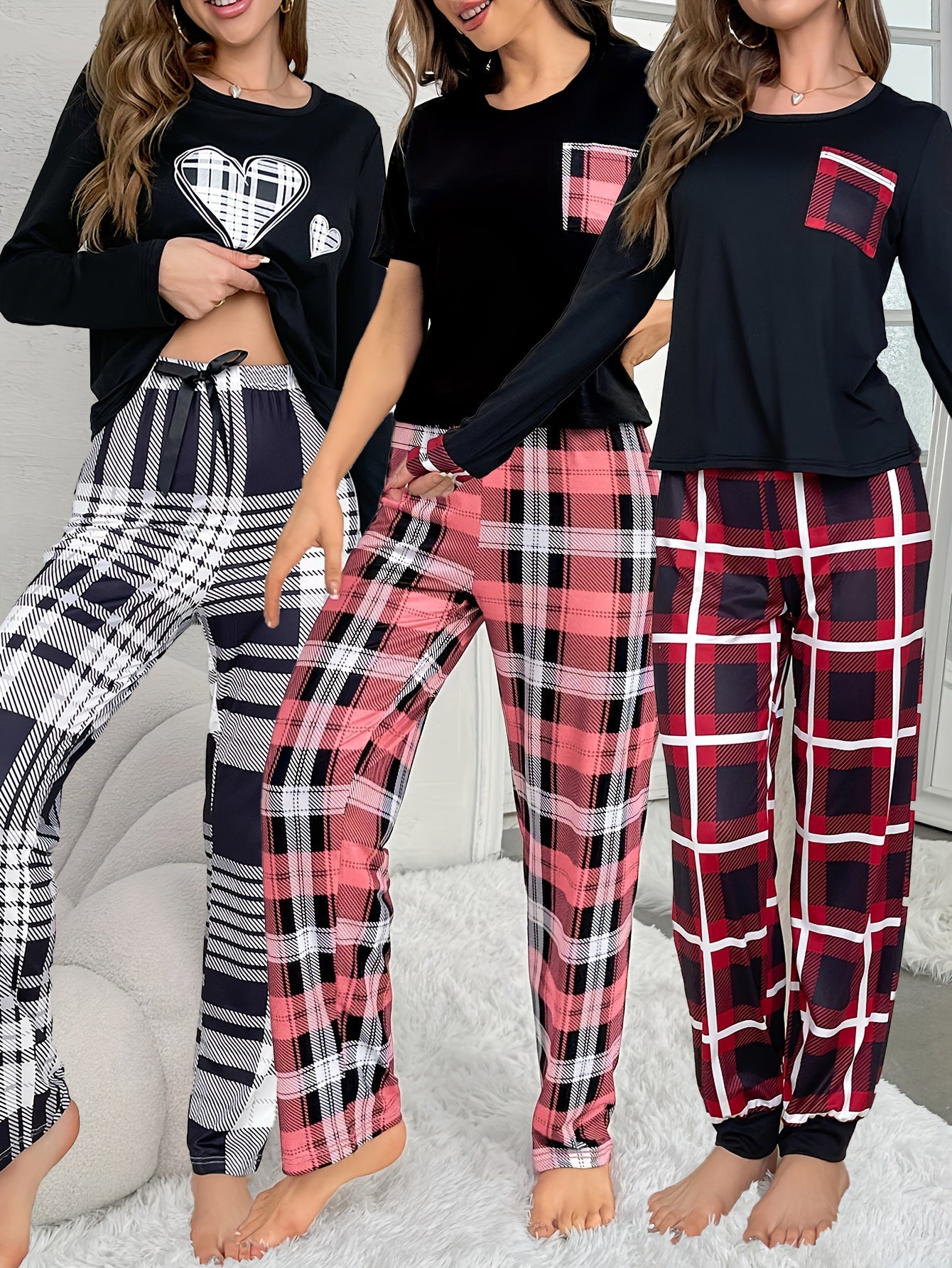 Women's Pajama Set - Long Sleeve – Mixed colors Printed – view 11