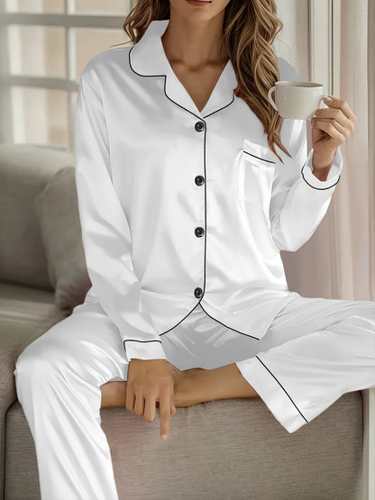 Women's Pajama Set - Satin Finish – Orange option – view 7
