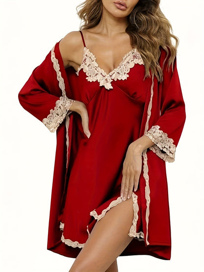 Women's Pajama Set - Satin Lace – view 6