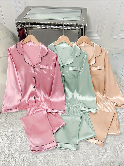 Women's Pajama Set - Satin Long Sleeve – view 6